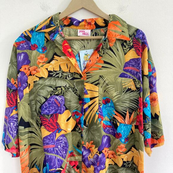 Vintage Jodi HIlls Bright Tropical Button Up Shirt - Picture 2 of 6